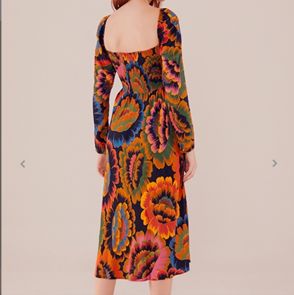 Farm Rio Colorful Flowers Midi Dress - Picture 7 of 7